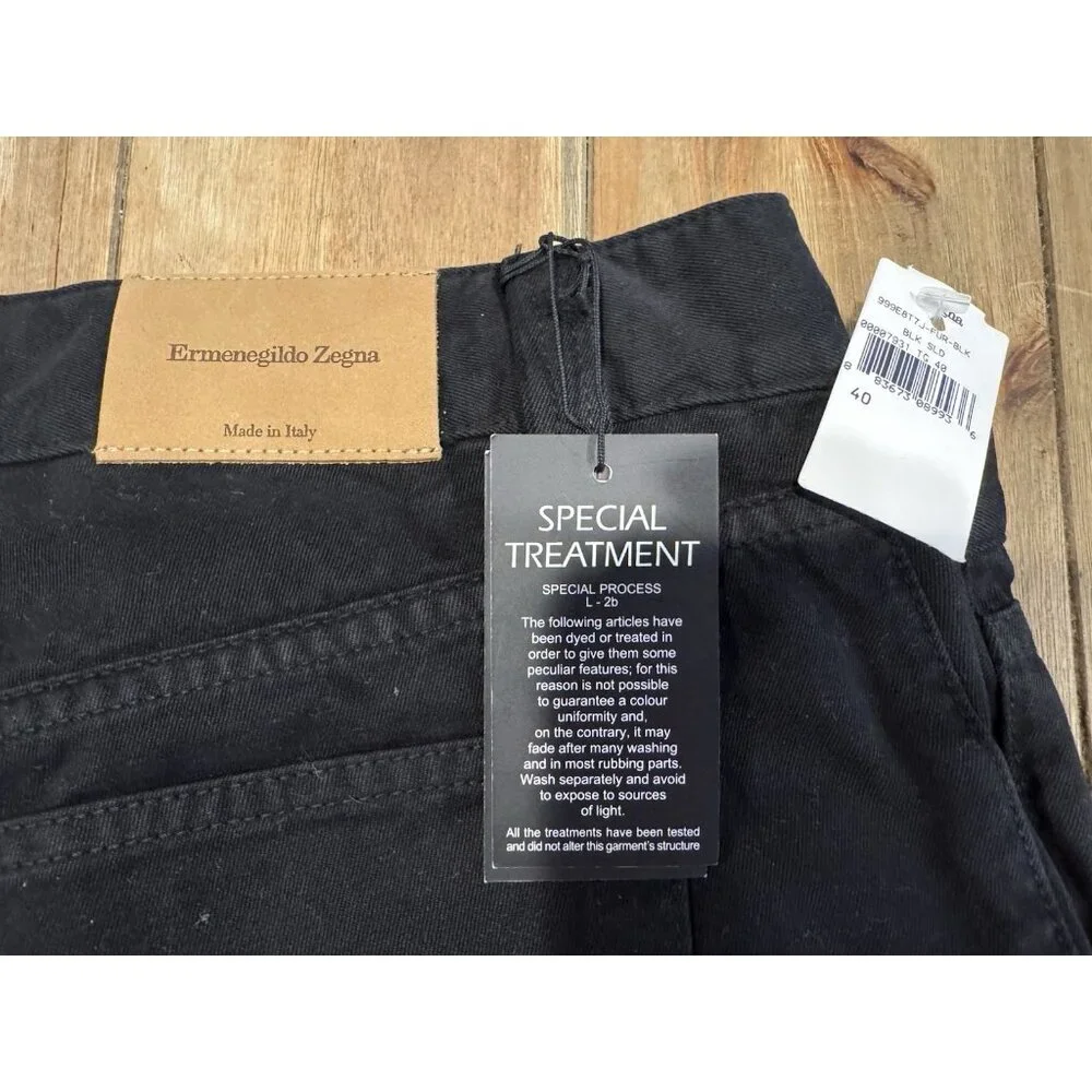 Ermenegildo Zegna Men's Black Stretch Straight Leg Jeans US 40 IT 56 NEW